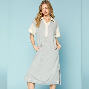 Heather Grey Polo Collar Dress